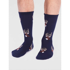 Celyn GOTS Organic Cotton Christmas Stag Socks - Navy