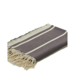Organic Cotton Breeze Stripe Woven Towel - Periscope Grey/Elm White