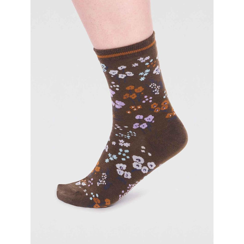 Laney GOTS Organic Cotton Floral Socks - Moss Green