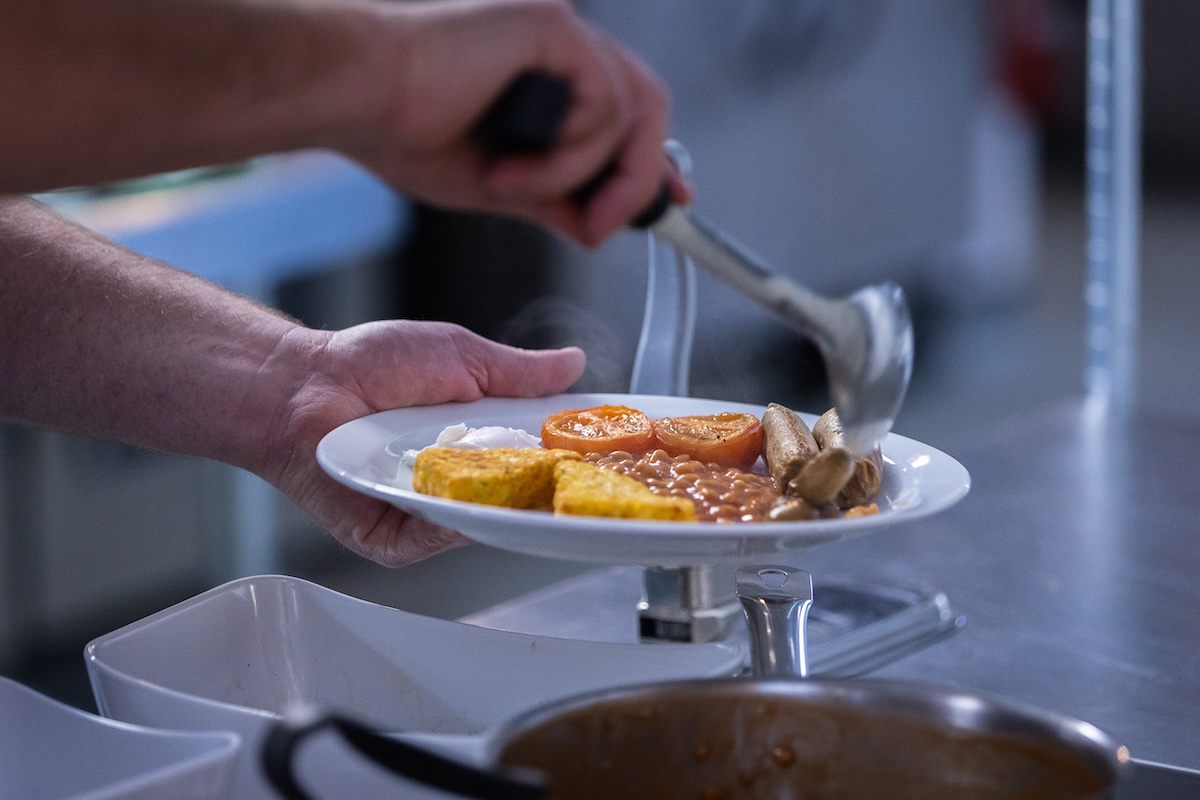 Freshly prepared breakfast served in the training centre kitchen