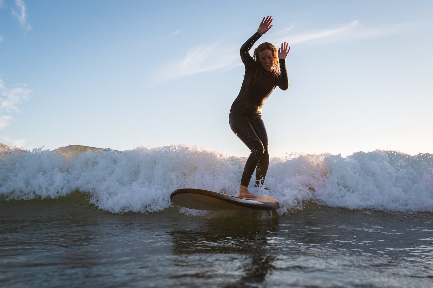 Particapant celerbrating their first wave stood up.